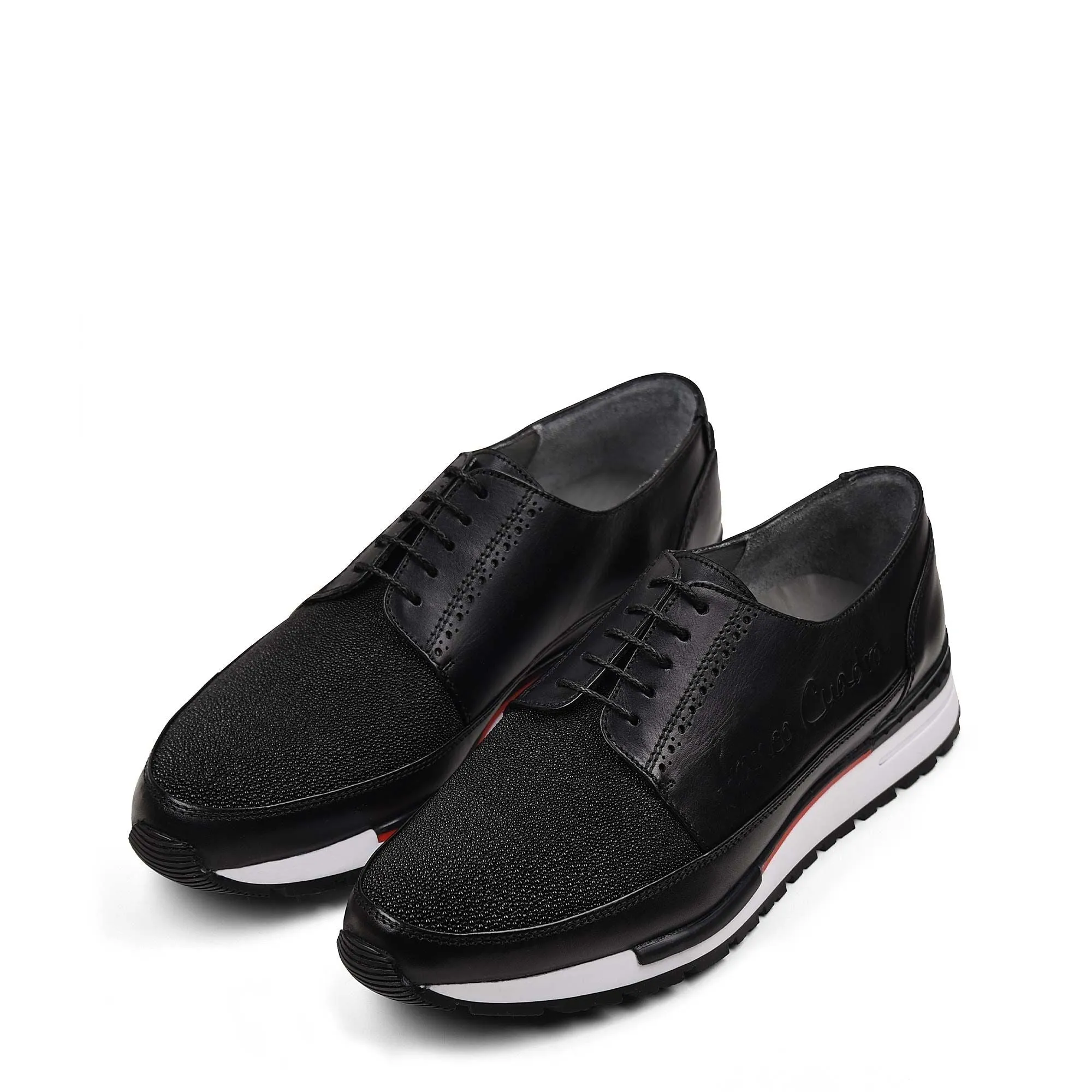 127MTTS - Cuadra black casual fashion stingray derby sneakers for men