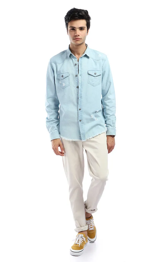 47440 Straight Fit Solid Light Beige Elegant Pants
