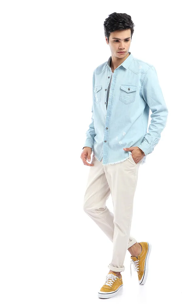 47440 Straight Fit Solid Light Beige Elegant Pants