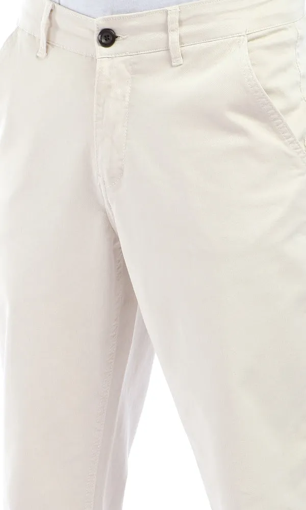 47440 Straight Fit Solid Light Beige Elegant Pants