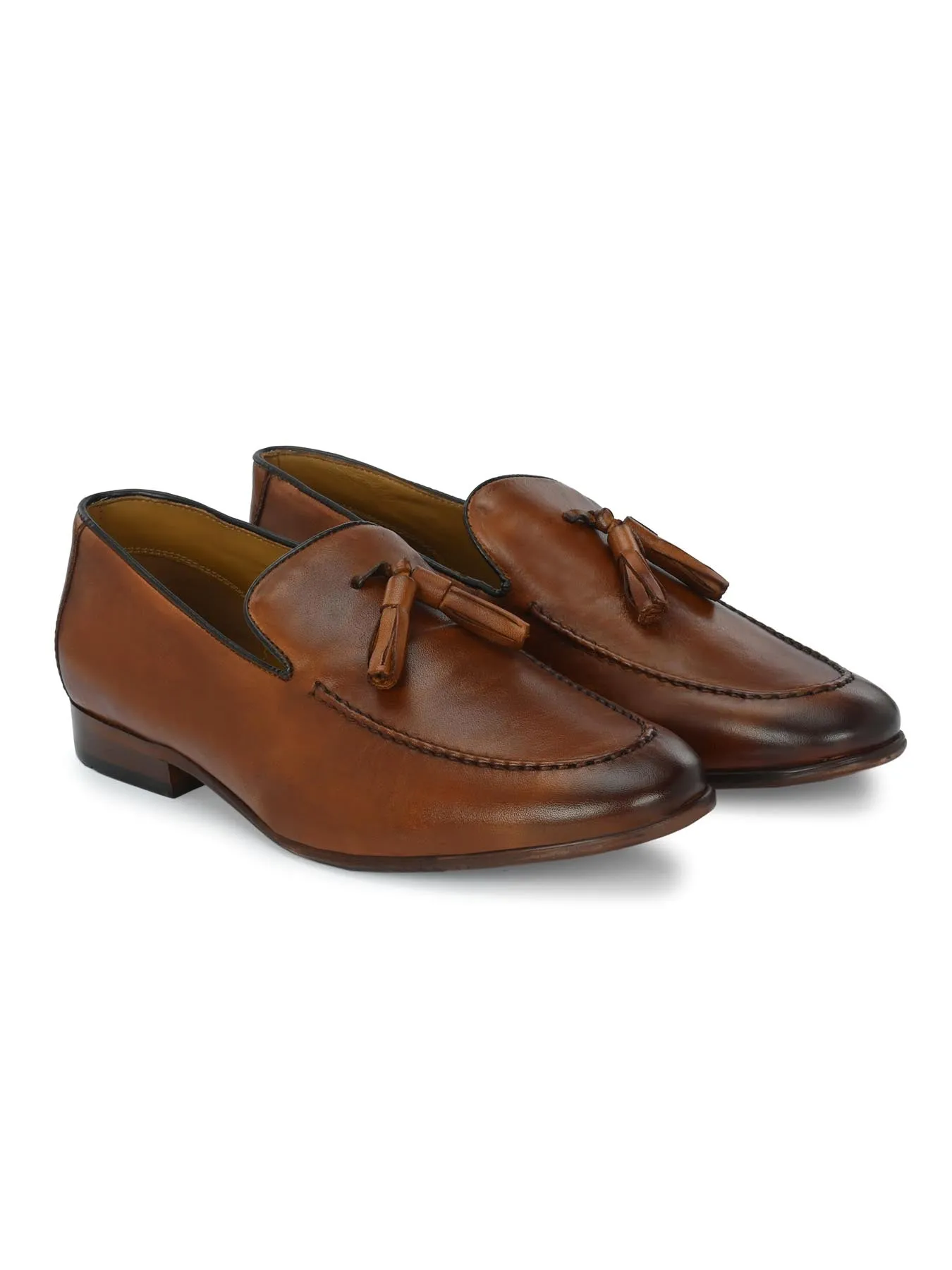 Alberto Torresi Mens Genuine Leather 683 Tan Tassel Loafers - Elegant & Stylish Footwear for Every Occasion