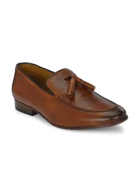 Alberto Torresi Mens Genuine Leather 683 Tan Tassel Loafers - Elegant & Stylish Footwear for Every Occasion