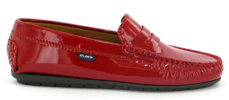 Altanta Moccasin Red Patent Leather Penny Loafer