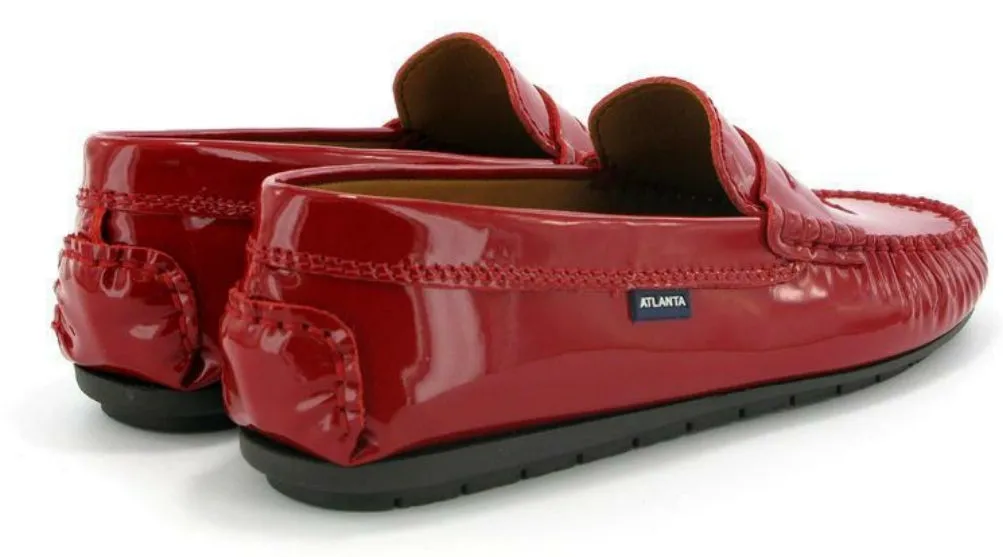 Altanta Moccasin Red Patent Leather Penny Loafer
