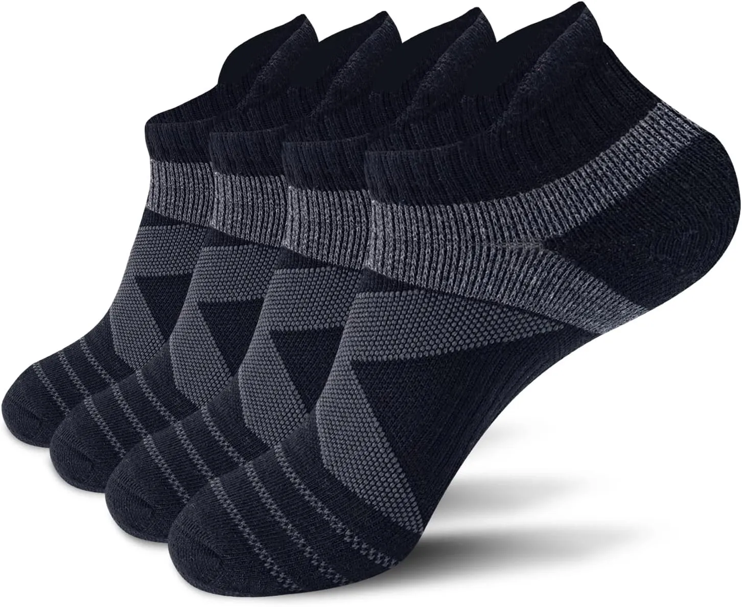 Athletic Ankle Socks for Men & Women, Cushioned Compression Arch Support Socks For Running, Golf & Sports (4 Pairs)