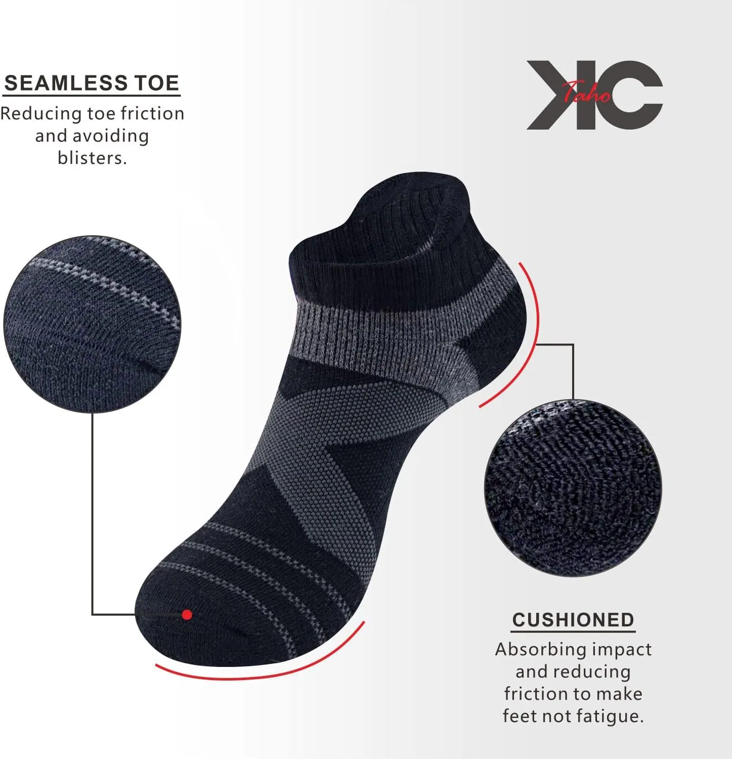 Athletic Ankle Socks for Men & Women, Cushioned Compression Arch Support Socks For Running, Golf & Sports (4 Pairs)