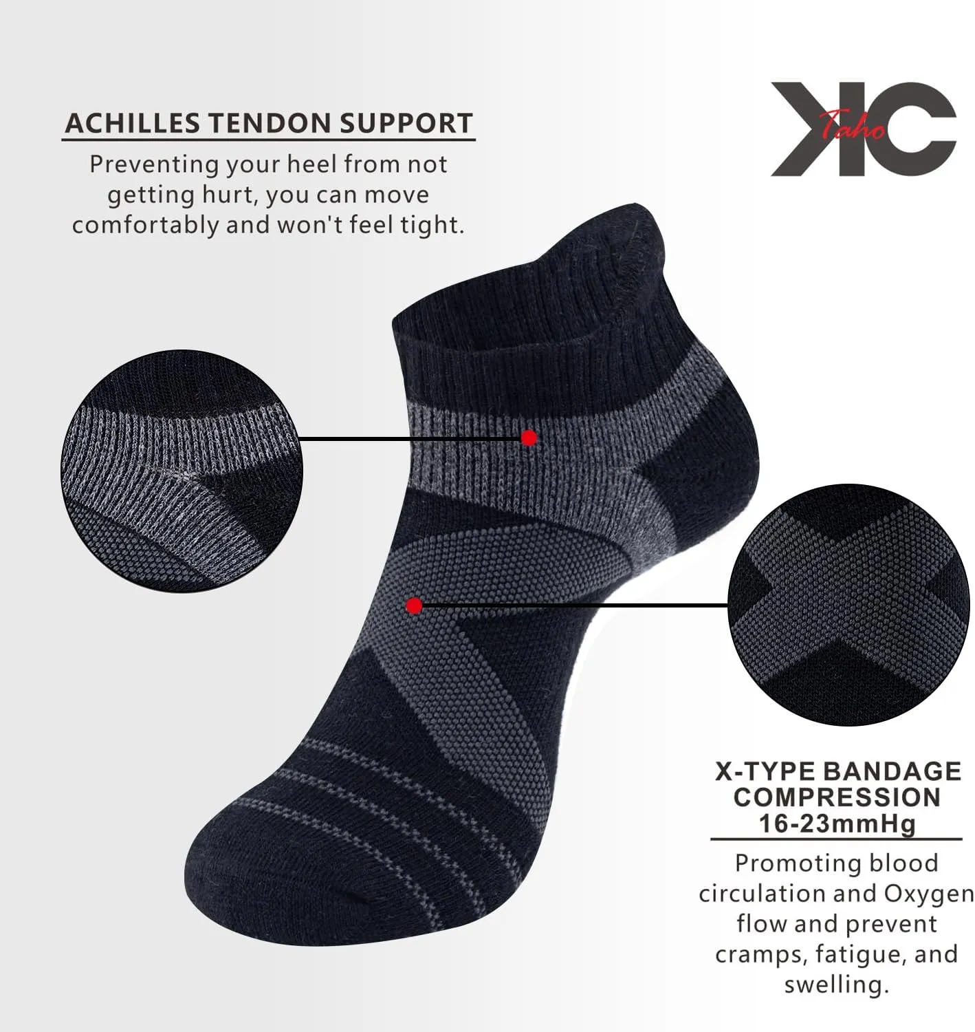 Athletic Ankle Socks for Men & Women, Cushioned Compression Arch Support Socks For Running, Golf & Sports (4 Pairs)