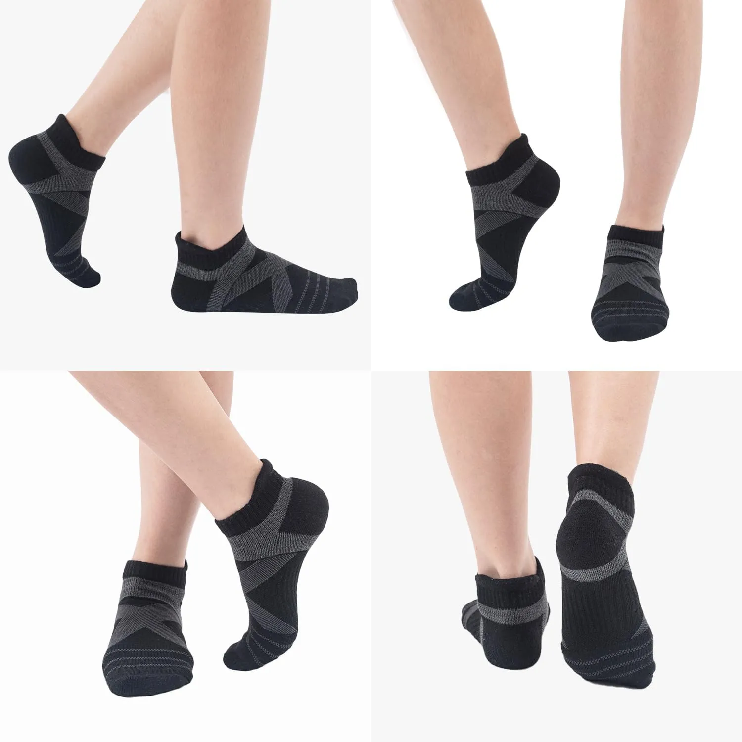 Athletic Ankle Socks for Men & Women, Cushioned Compression Arch Support Socks For Running, Golf & Sports (4 Pairs)