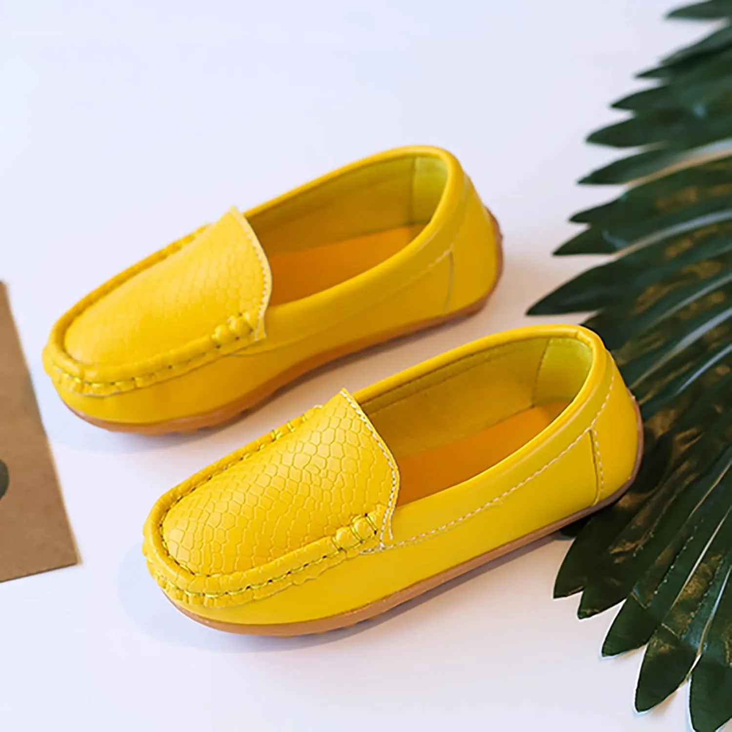 Big Kids Boys Leather Loafers Toddler Slip On Shoe Solid Color Flat Bottom Non Slip Shoes Boys Fashion Casual Shoes