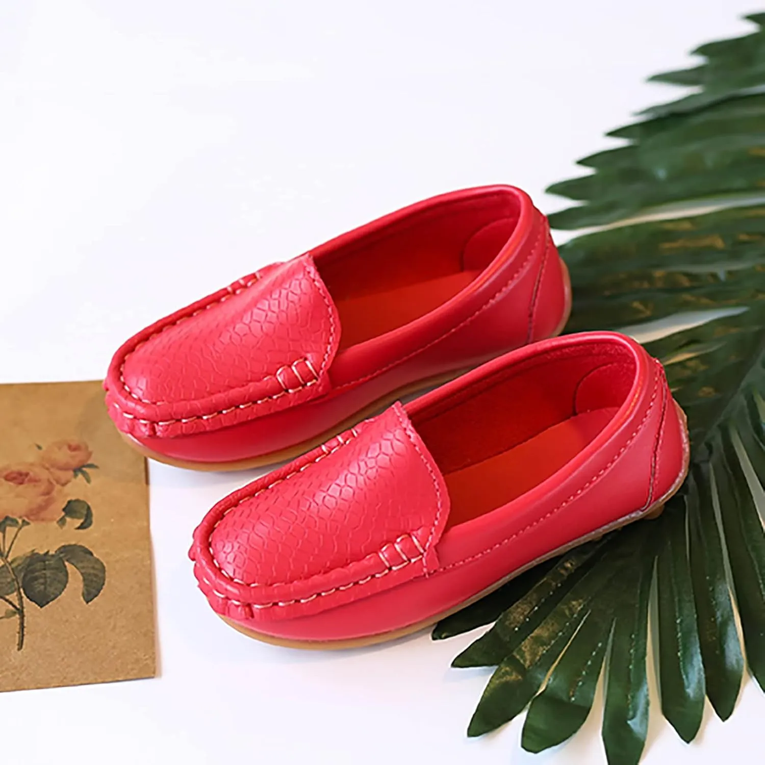 Big Kids Boys Leather Loafers Toddler Slip On Shoe Solid Color Flat Bottom Non Slip Shoes Boys Fashion Casual Shoes