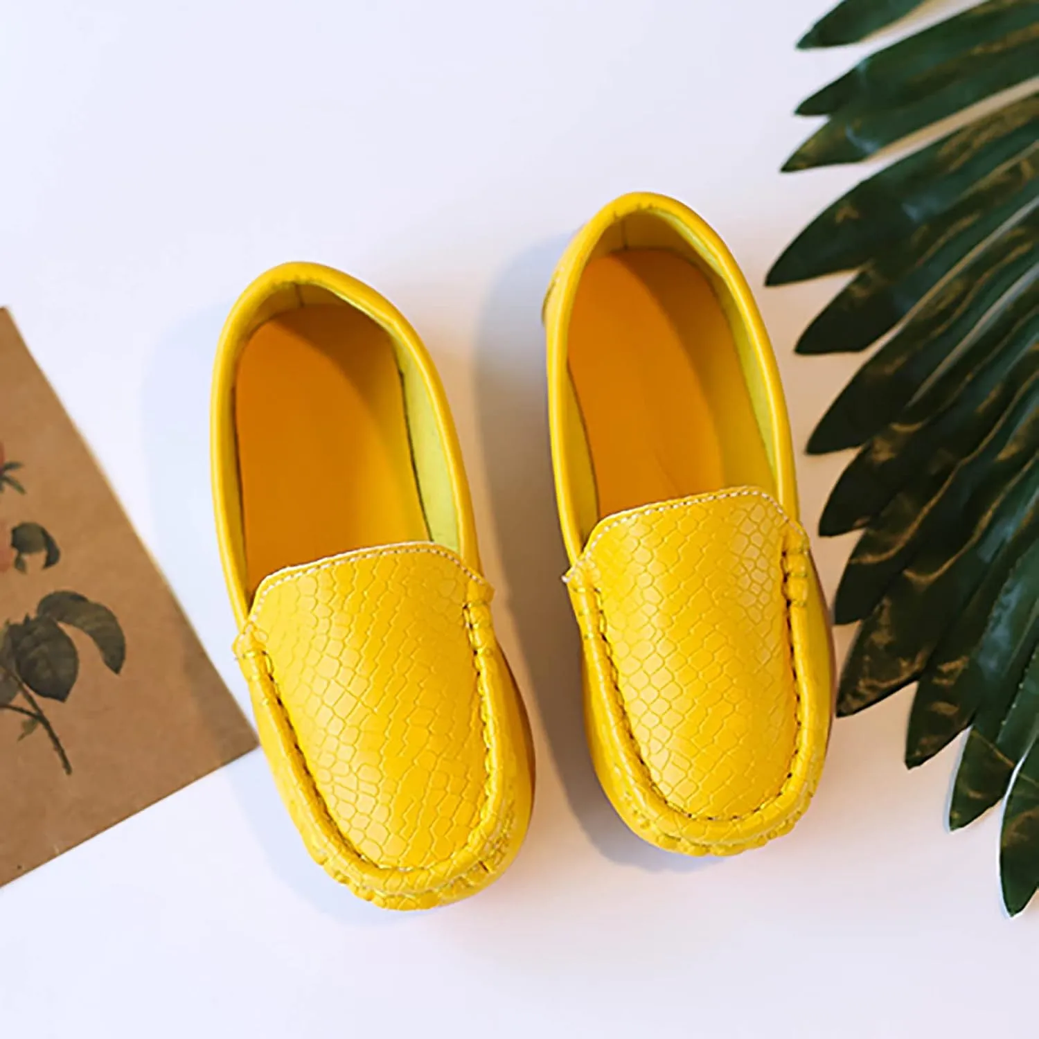 Big Kids Boys Leather Loafers Toddler Slip On Shoe Solid Color Flat Bottom Non Slip Shoes Boys Fashion Casual Shoes
