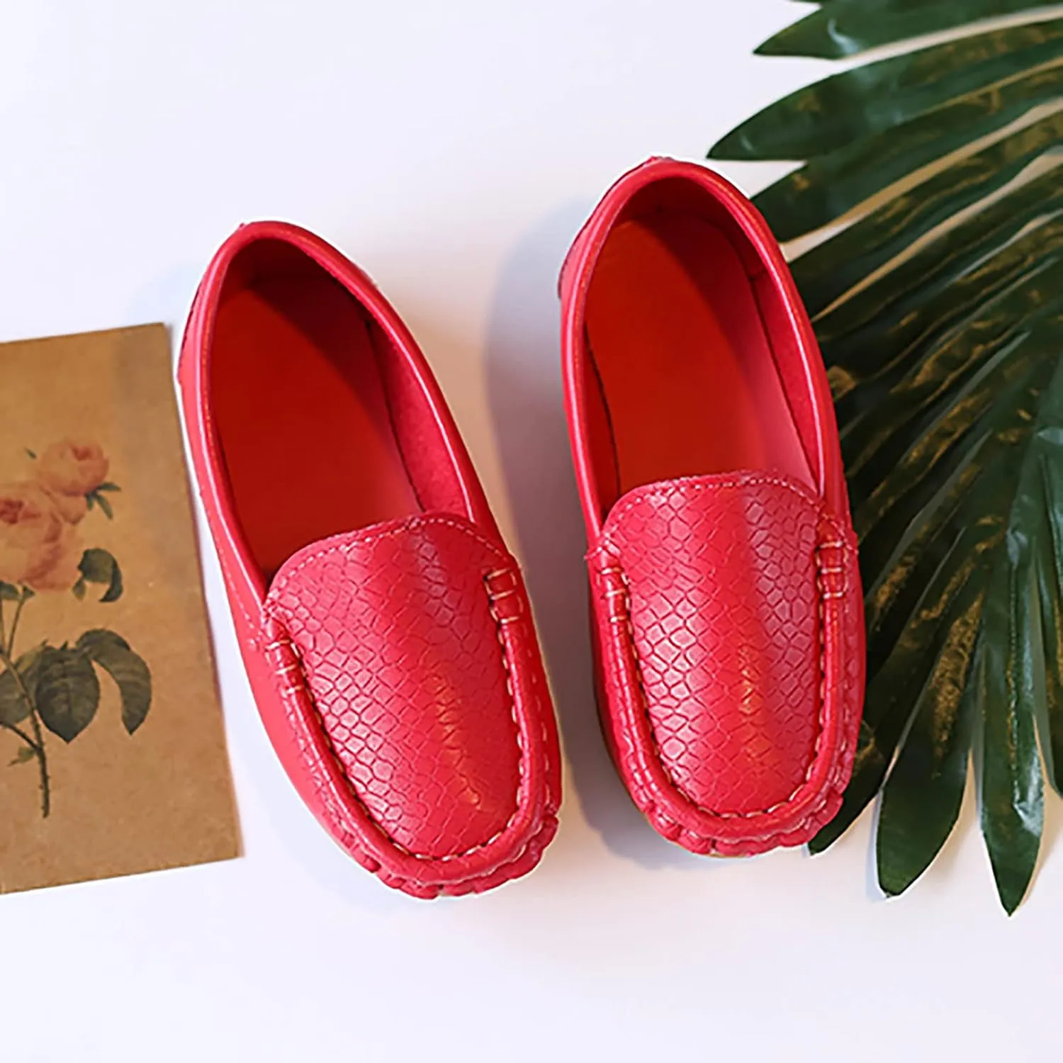 Big Kids Boys Leather Loafers Toddler Slip On Shoe Solid Color Flat Bottom Non Slip Shoes Boys Fashion Casual Shoes