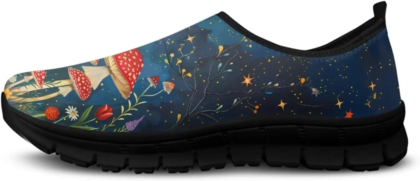 Binienty Slip on Sneakers for Women Men Art Printed Travel Loafers Round Toe Flat Sneakers Shoes Nurse Shoes