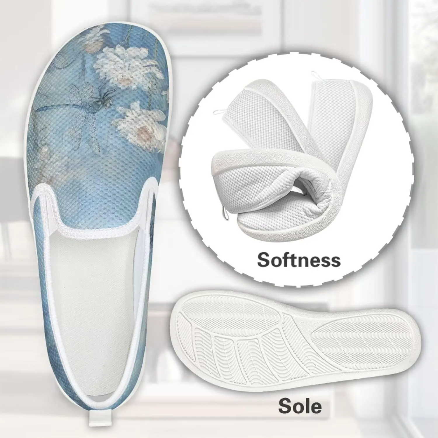 Binienty Women's Loafers & Slip-On Soft Golf Tennis Shoes Wide Width Sneakers Stretch Cloth Shoes