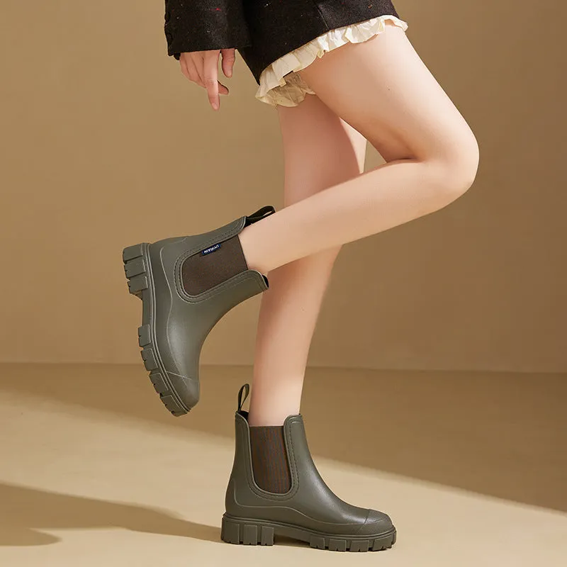 Bootara 2025 New Women's Short Chelsea Rain Boots Trendy Waterproof Anti Slip Outdoor Footwear for Adults Comfortable Stylish Durable Waterproof Boots Fashion Rain Shoes Women's Outdoor Boots
