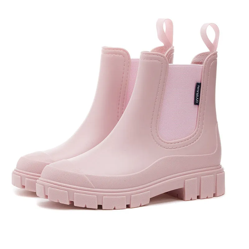 Bootara 2025 New Women's Short Chelsea Rain Boots Trendy Waterproof Anti Slip Outdoor Footwear for Adults Comfortable Stylish Durable Waterproof Boots Fashion Rain Shoes Women's Outdoor Boots