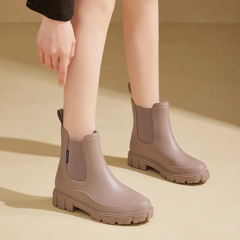 Bootara 2025 New Women's Short Chelsea Rain Boots Trendy Waterproof Anti Slip Outdoor Footwear for Adults Comfortable Stylish Durable Waterproof Boots Fashion Rain Shoes Women's Outdoor Boots