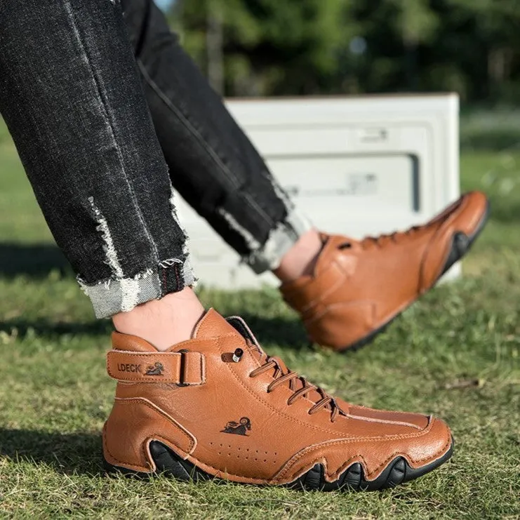 Bootara Men’s Octopus High-Top Lace-Up Hand-Sewn Leisure Boots