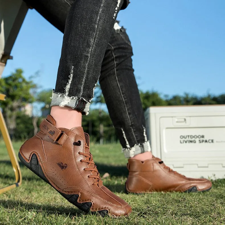 Bootara Men’s Octopus High-Top Lace-Up Hand-Sewn Leisure Boots