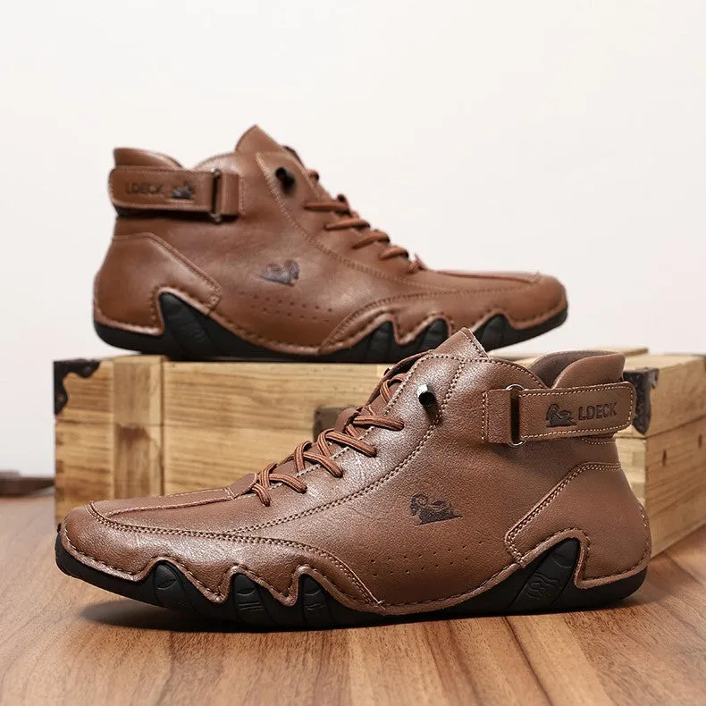 Bootara Men’s Octopus High-Top Lace-Up Hand-Sewn Leisure Boots