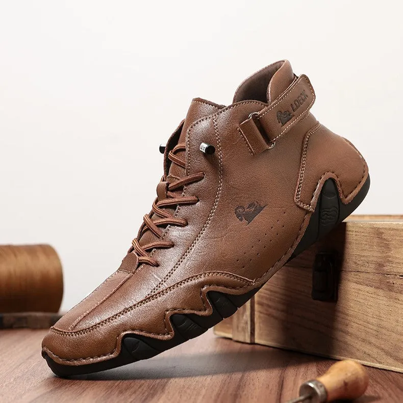 Bootara Men’s Octopus High-Top Lace-Up Hand-Sewn Leisure Boots