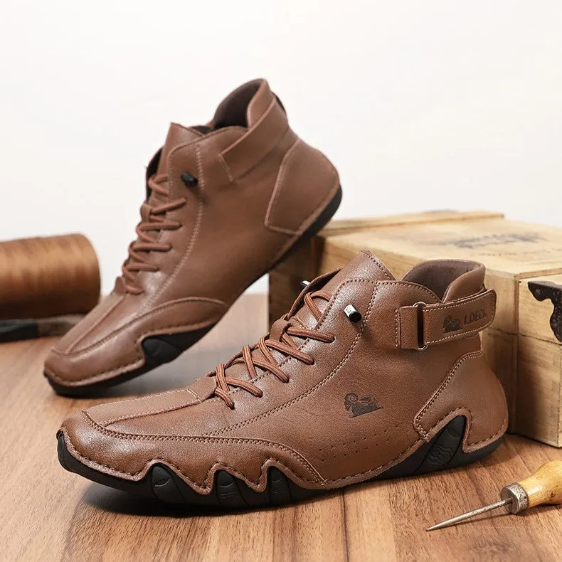 Bootara Men’s Octopus High-Top Lace-Up Hand-Sewn Leisure Boots