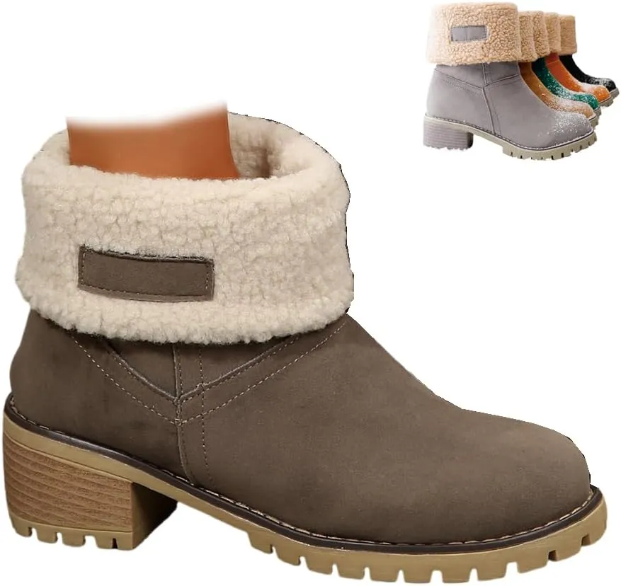 Boots for Women 2024 Winter Warm Snow Boots Plush Lined Mid Calf Boots for Women Fashion Suede Winter Outdoor Shoes
