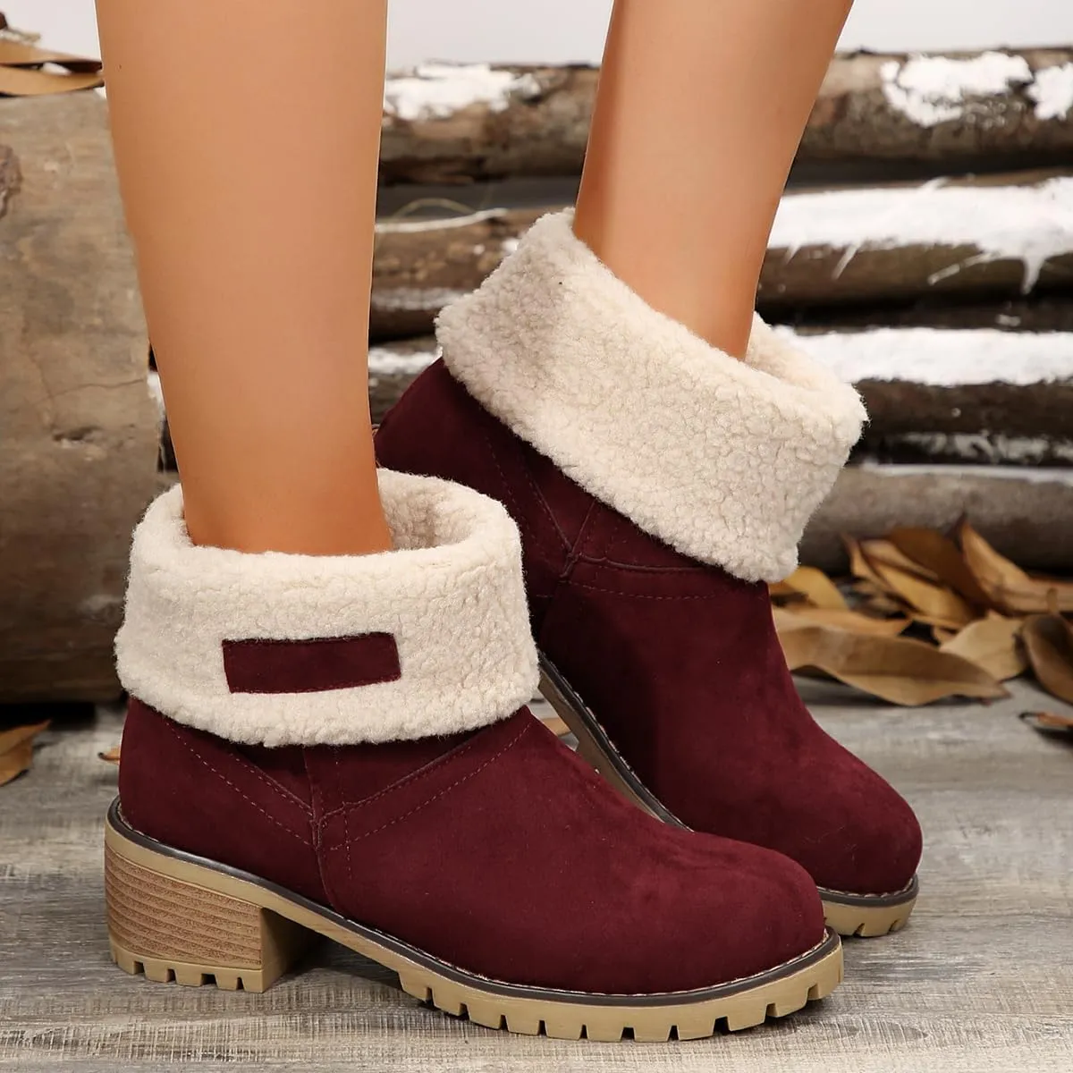 Boots for Women 2024 Winter Warm Snow Boots Plush Lined Mid Calf Boots for Women Fashion Suede Winter Outdoor Shoes