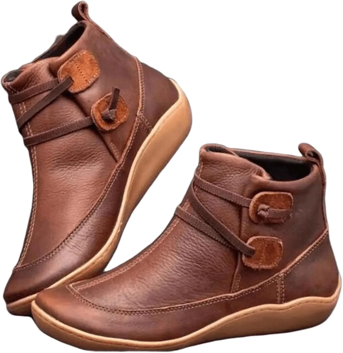 Boots For Women Low Heel Wide Calf,Womens Fashion Ankle Booties Causal Side Zipper Western Boots Ladies Dressy Flat Comfortable Elegant Wide Width Retro Classic Boot Pull-On