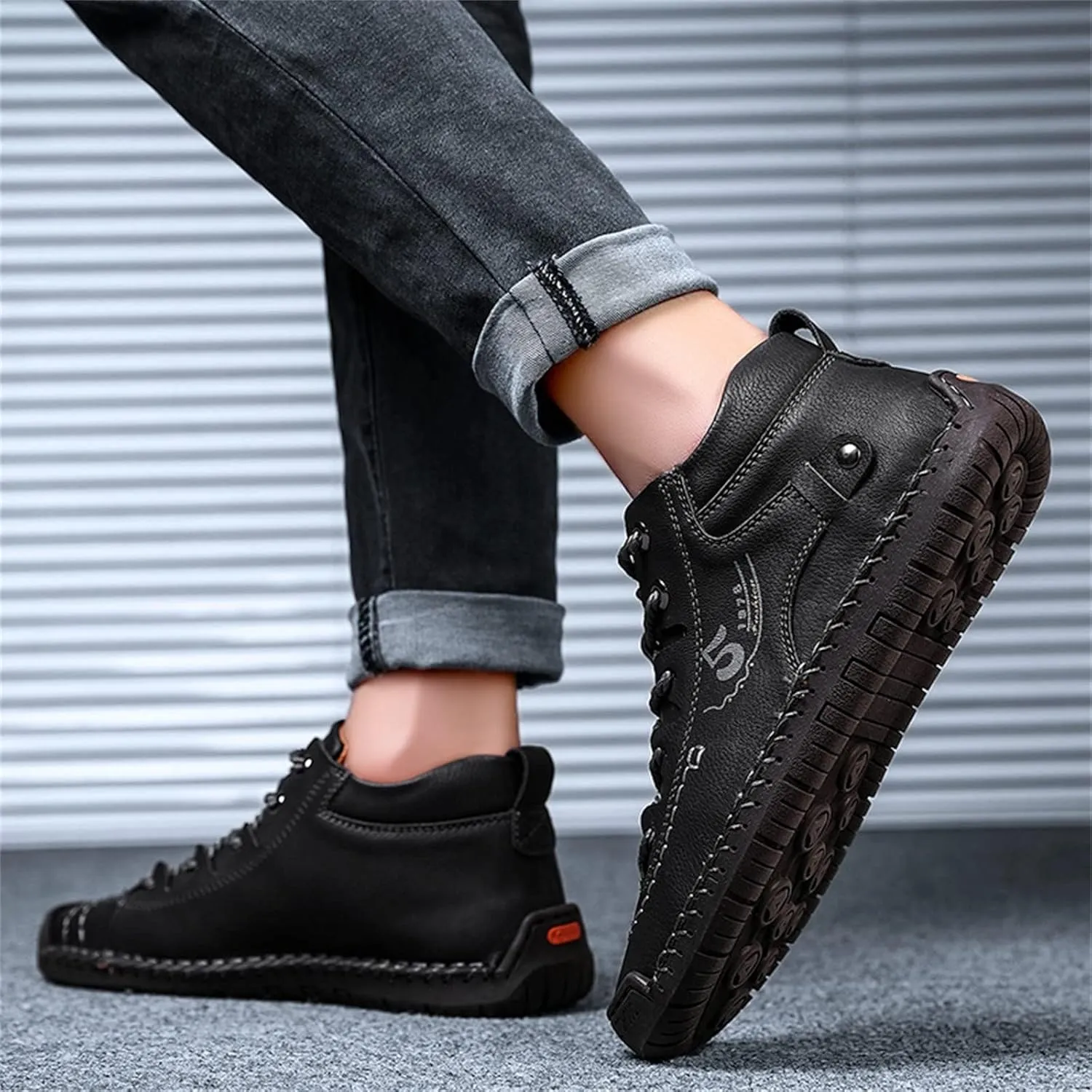 BORAMAX Mens Casual Shoes Fashion Sneakers Non Slip PU Leather Classic Walking Shoes Suit Shoes Autumn Mid Top Men Shoes