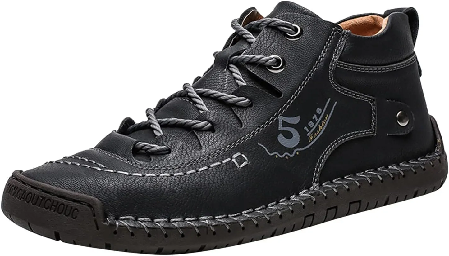 BORAMAX Mens Casual Shoes Fashion Sneakers Non Slip PU Leather Classic Walking Shoes Suit Shoes Autumn Mid Top Men Shoes