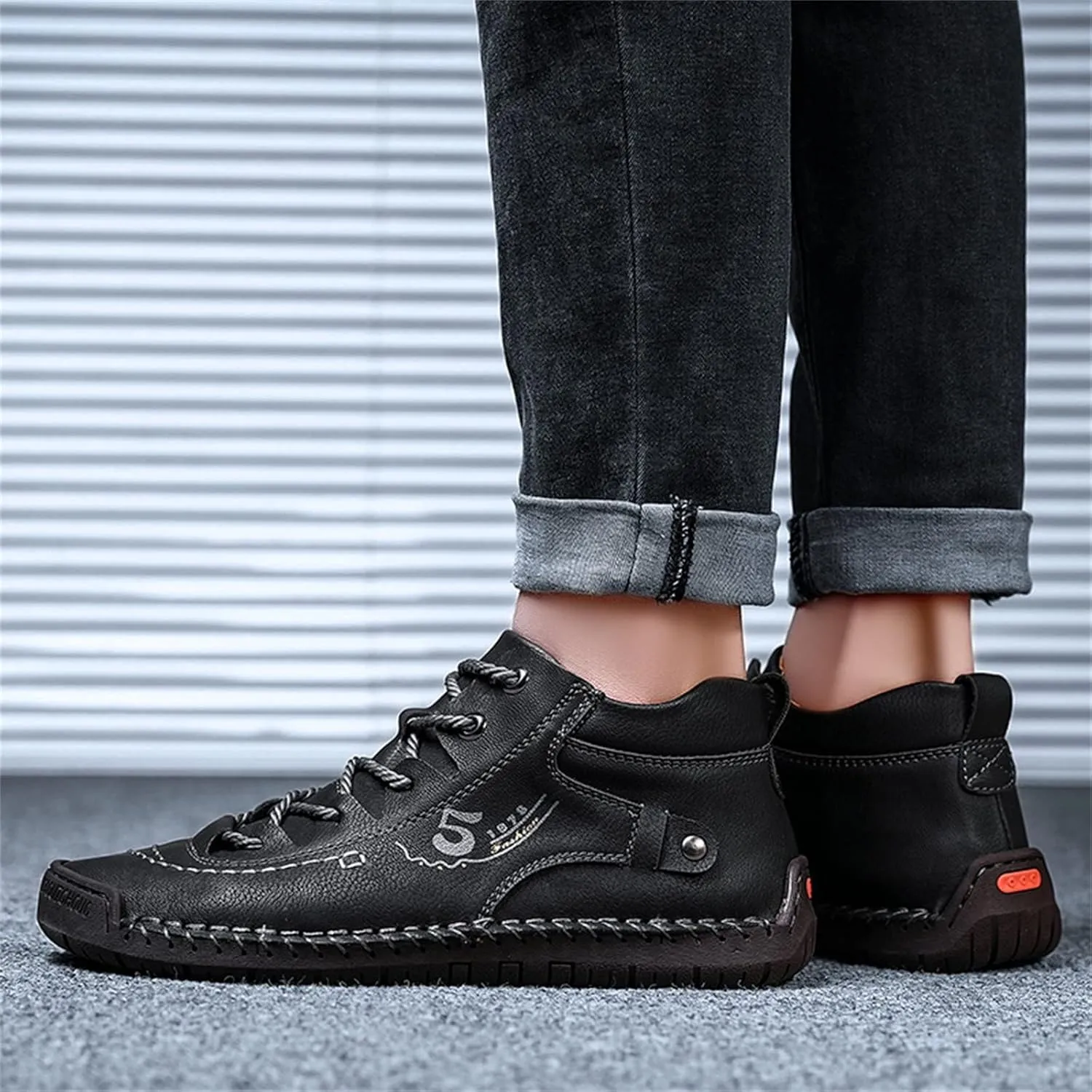 BORAMAX Mens Casual Shoes Fashion Sneakers Non Slip PU Leather Classic Walking Shoes Suit Shoes Autumn Mid Top Men Shoes