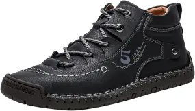 BORAMAX Mens Casual Shoes Fashion Sneakers Non Slip PU Leather Classic Walking Shoes Suit Shoes Autumn Mid Top Men Shoes