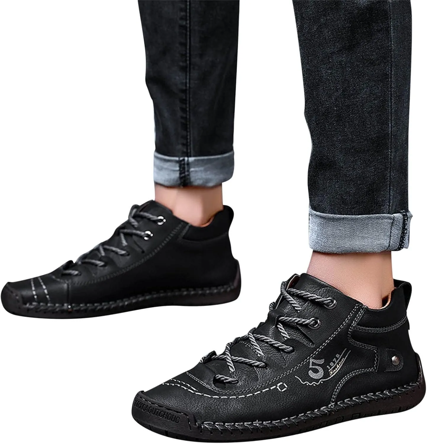 BORAMAX Mens Casual Shoes Fashion Sneakers Non Slip PU Leather Classic Walking Shoes Suit Shoes Autumn Mid Top Men Shoes