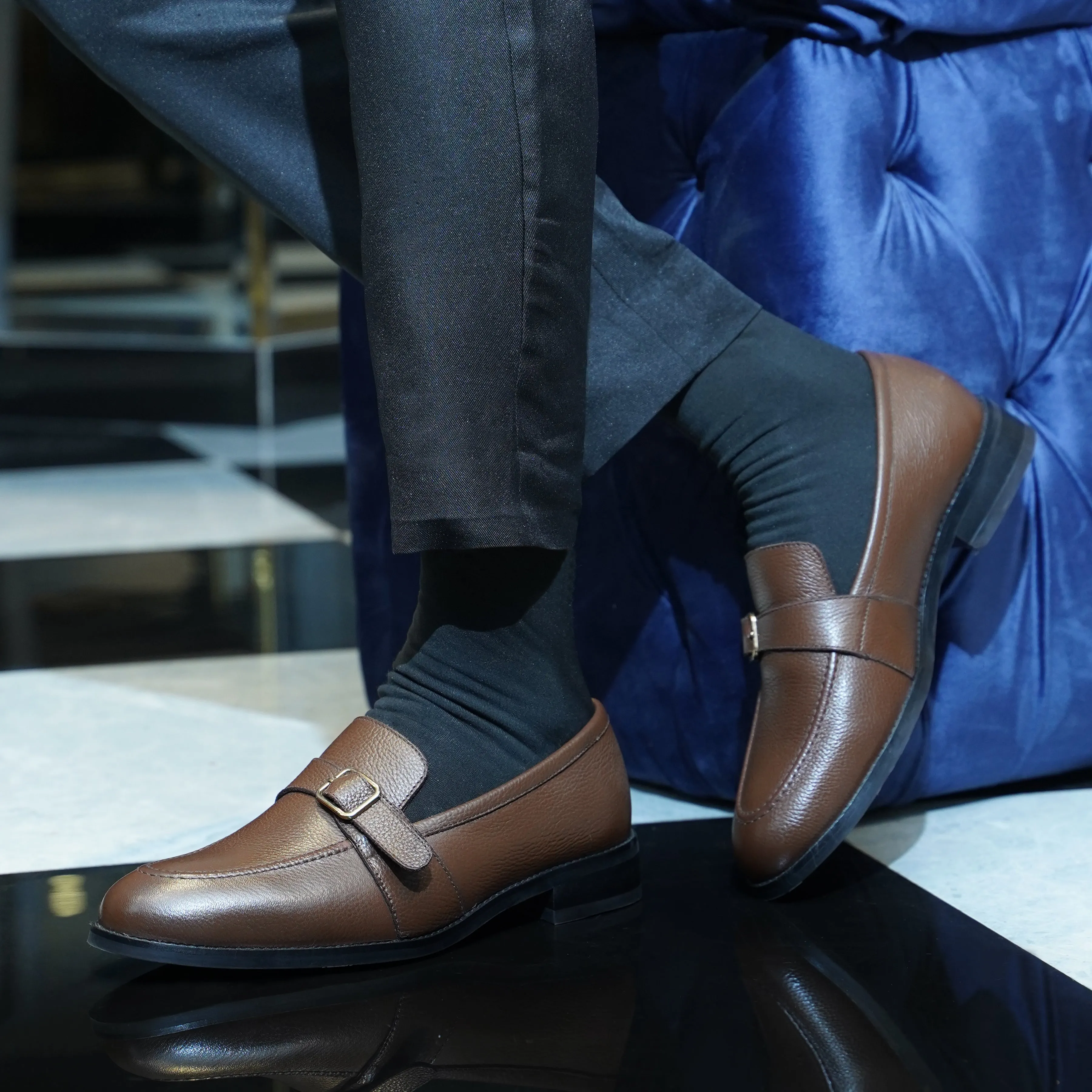 Brasilia - Men's Brown Pebble Grain Leather Loafer