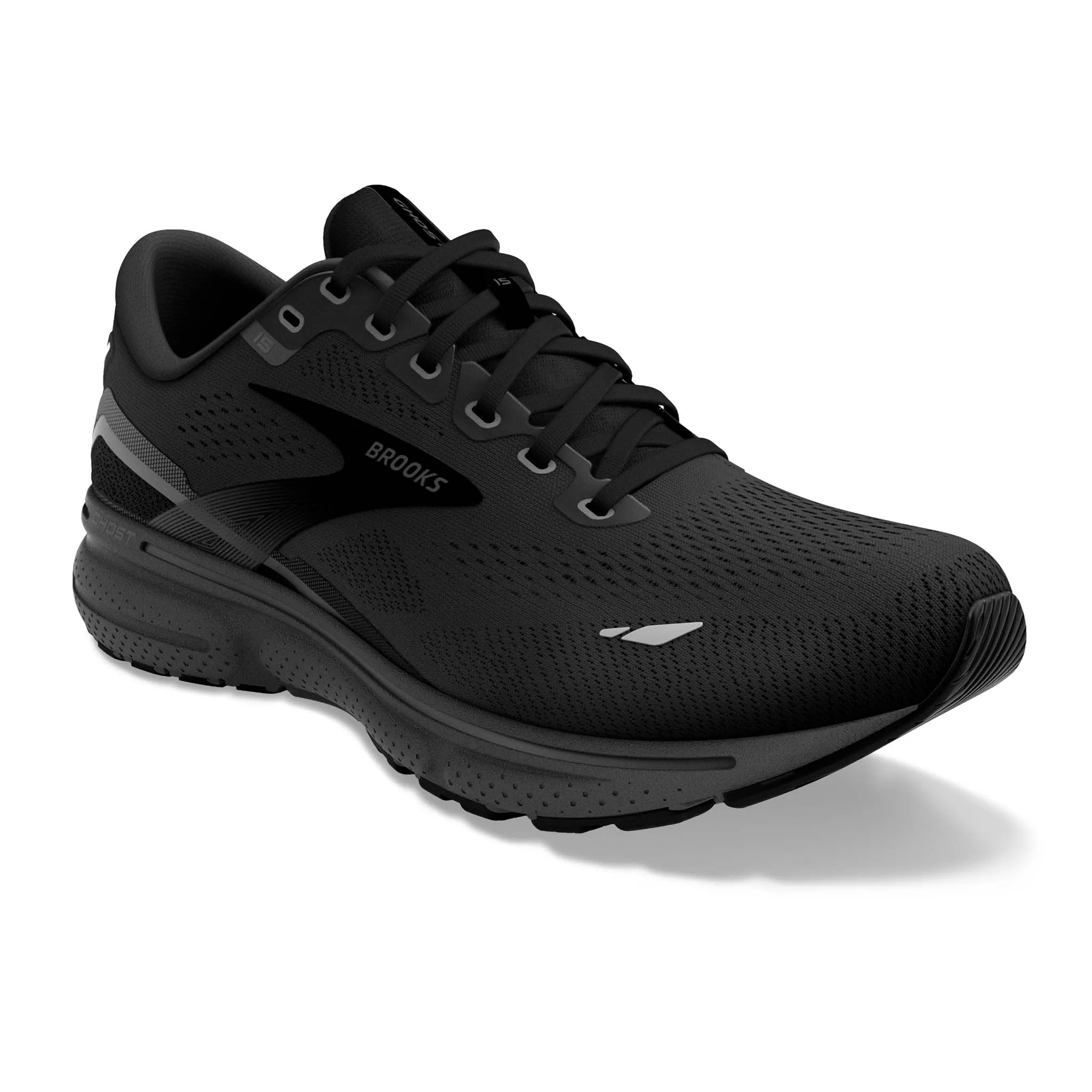 Brooks Ghost 15 Womens High-Performance Running Shoes in Sleek Black