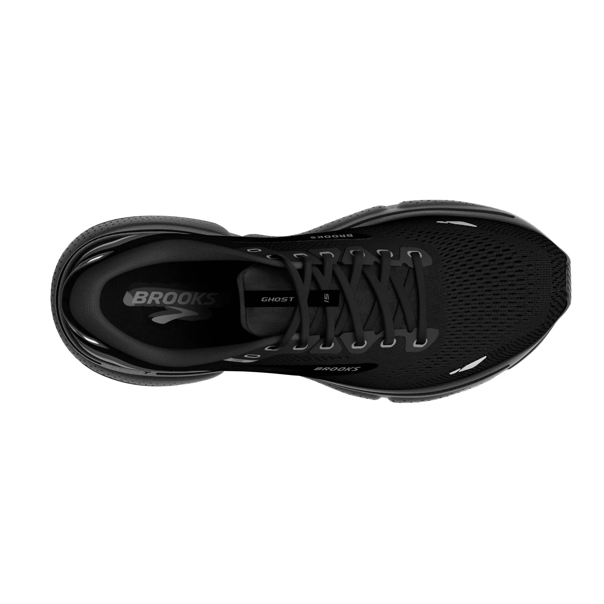Brooks Ghost 15 Womens High-Performance Running Shoes in Sleek Black