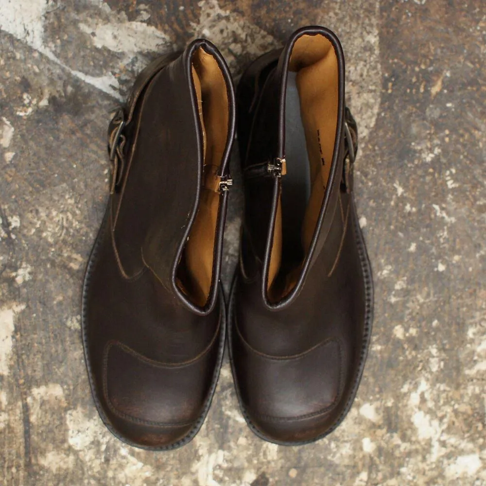 Brown Leather Biker Syle Boots