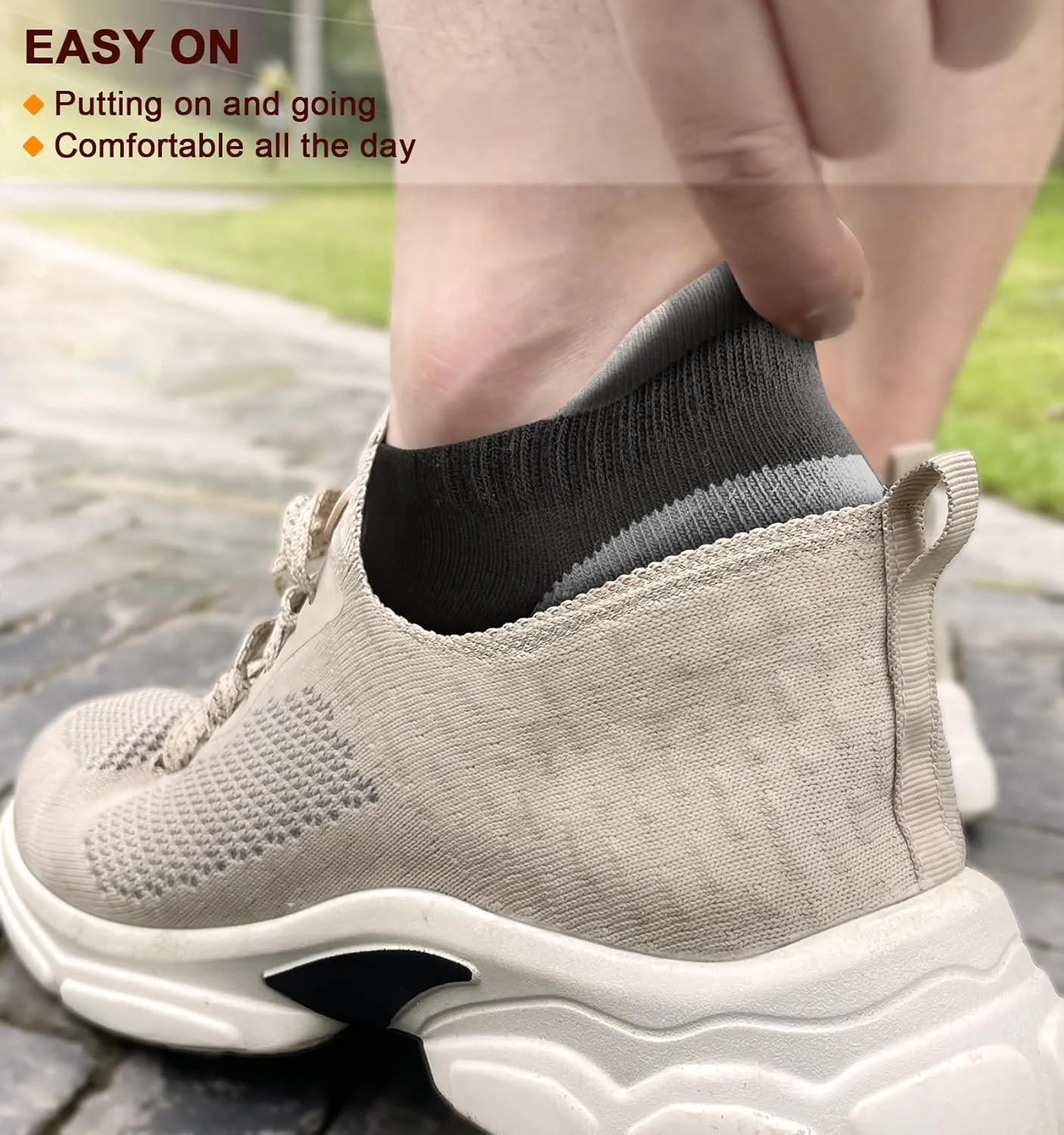 BULLIANT Socks For Women 6Pairs-Womens Athletic Ankle Socks No Show Cushioned for Walking Running-Compression Arch Support