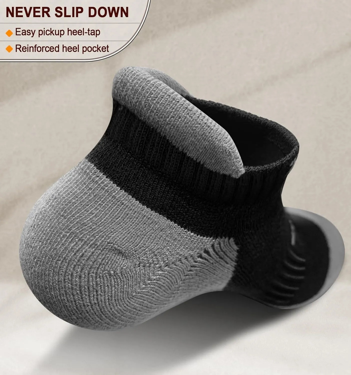 BULLIANT Socks For Women 6Pairs-Womens Athletic Ankle Socks No Show Cushioned for Walking Running-Compression Arch Support