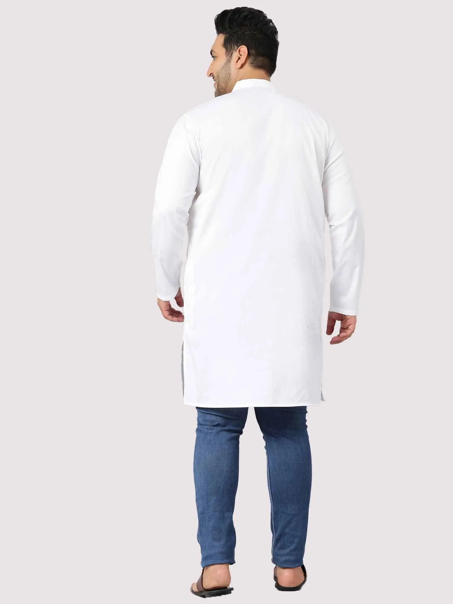 Calmania The Soothing White Full Sleeve Kurta Men's Plus Size