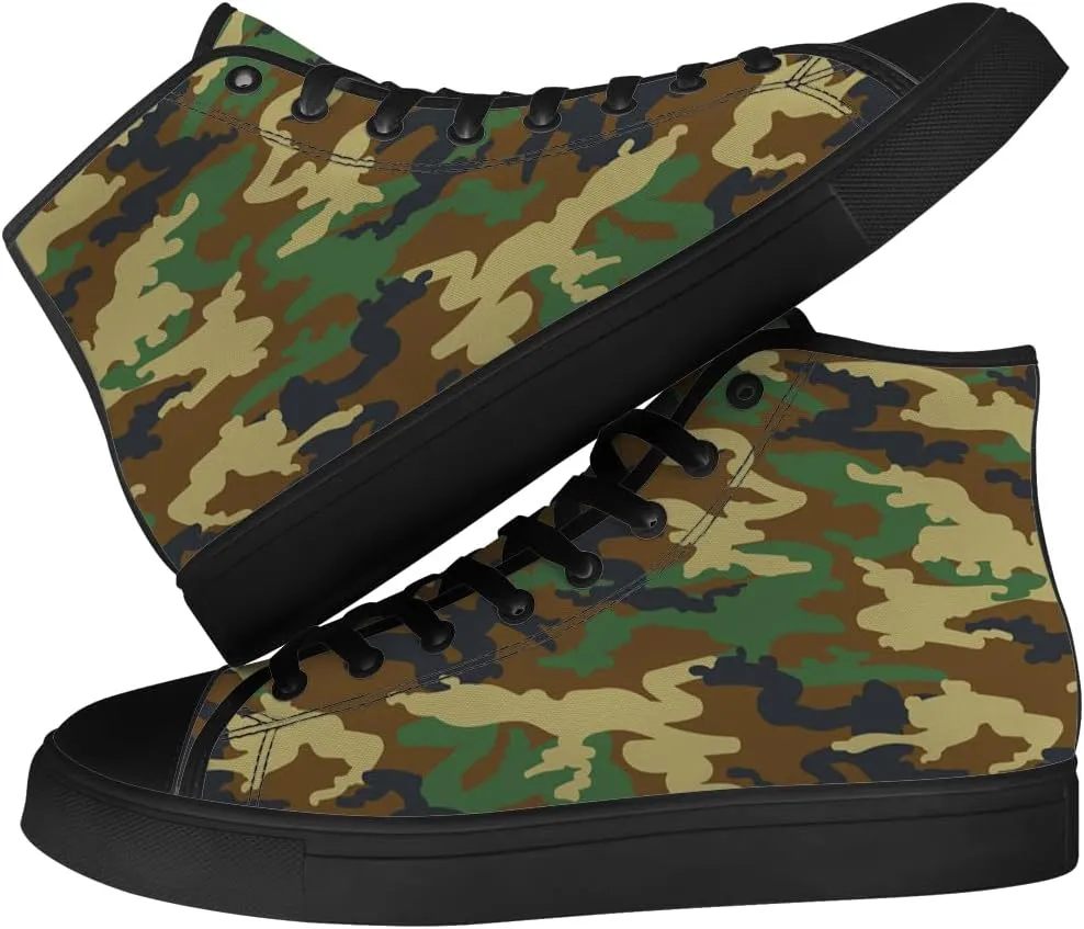 Camouflage Shoes Womens Mens Camo High Top Canvas Sneakers Lace Up Casual Walking Shoes Gifts for Men Women