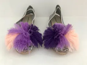 Vera Alaya Casa Womens Espadrilles with Pink and Lavender Pom-Poms