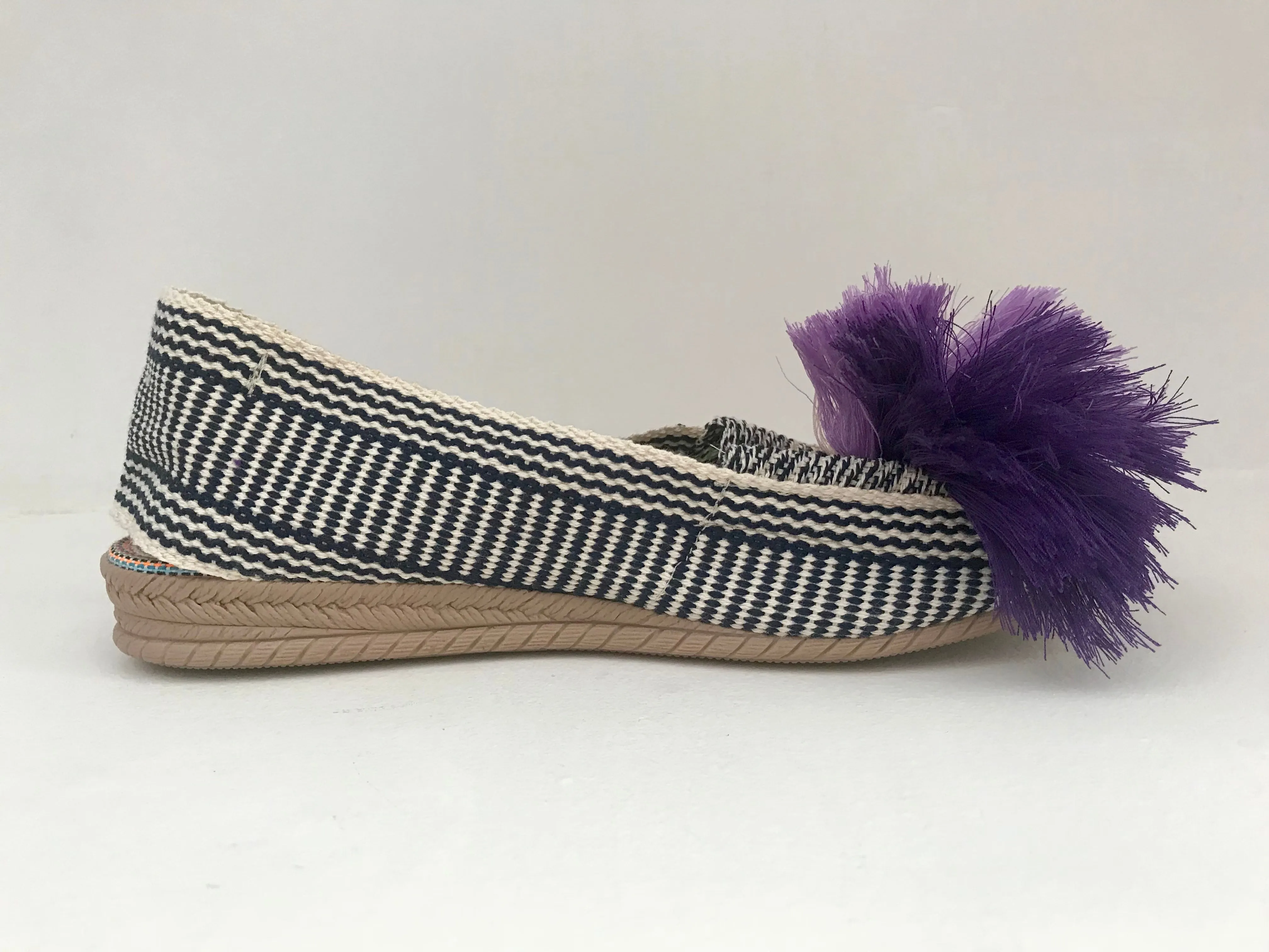 Vera Alaya Casa Womens Espadrilles with Pink and Lavender Pom-Poms