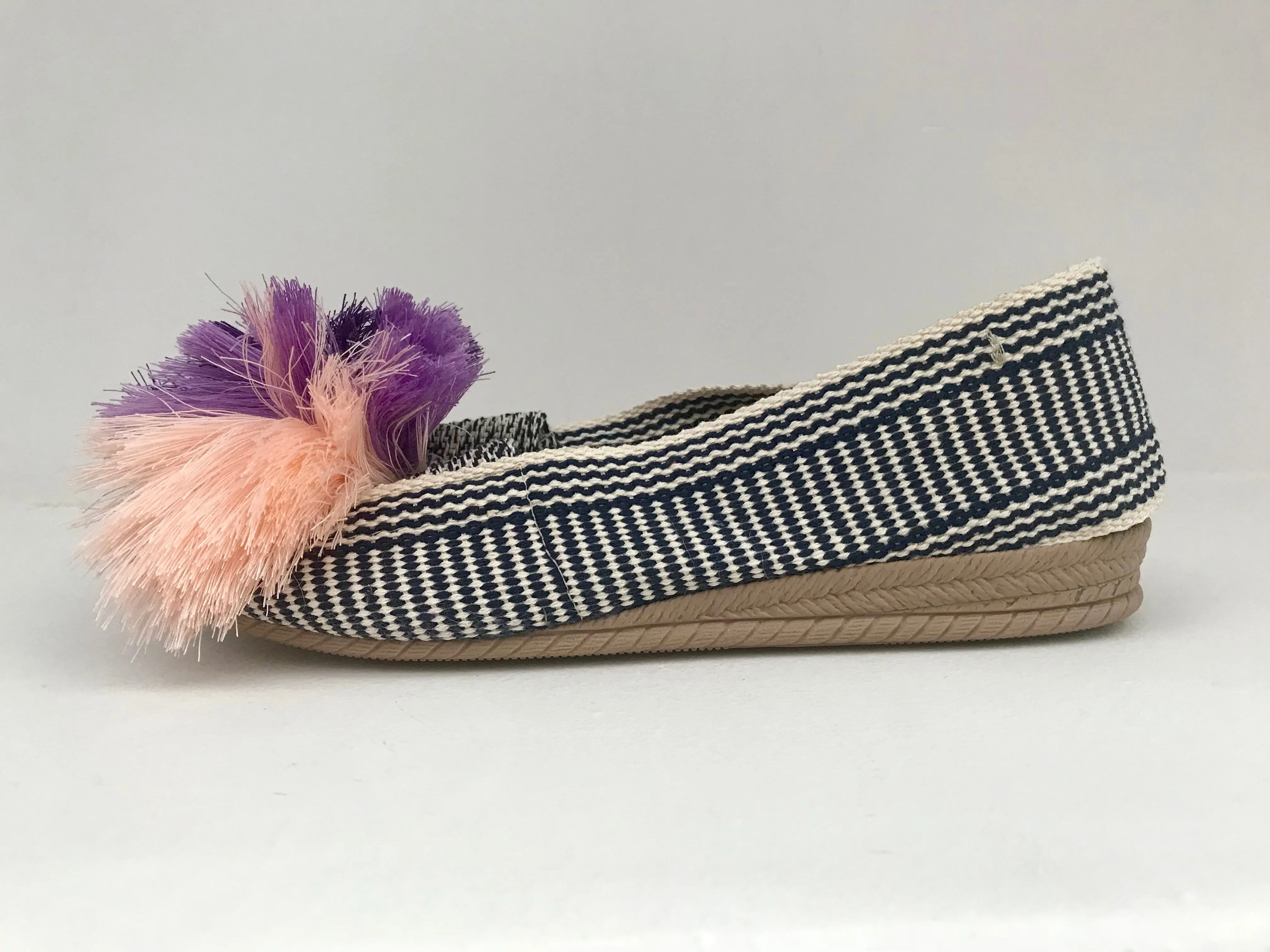 Vera Alaya Casa Womens Espadrilles with Pink and Lavender Pom-Poms