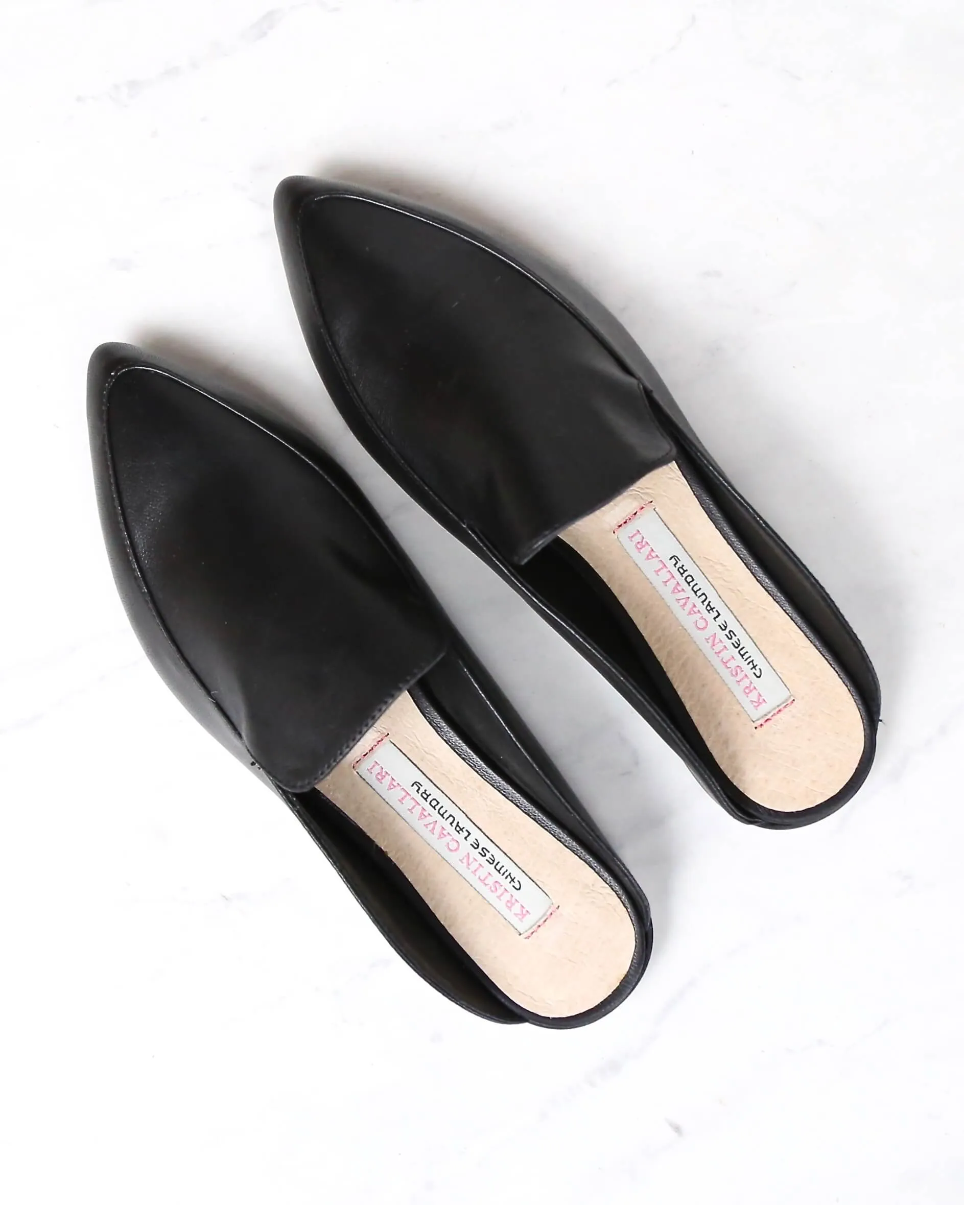 Chinese Laundry x Kristin Cavallari - Capri Black Leather Loafer Slides