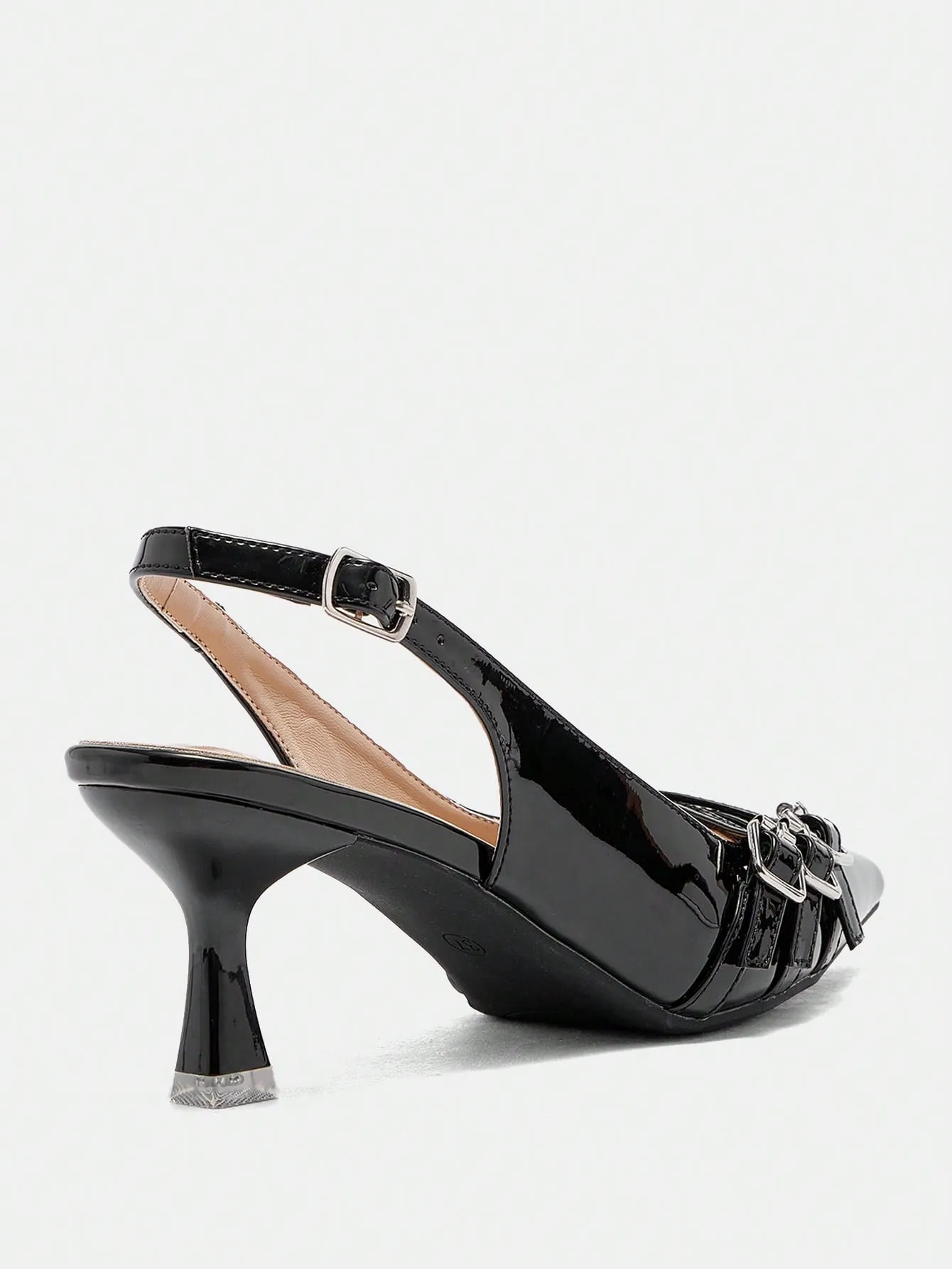 CUCCOO BIZCHIC Women's Fashion Solid Color Buckle Design High Heel Shoes