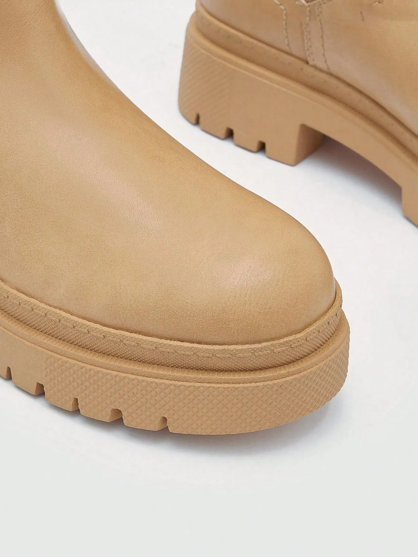CUCCOO DOLLMOD Women Shoes Knit Detail Slip-On Thick Sole Elegant Outdoor Fashion Khaki Combat Boots Vacation Shoes Summer Sale