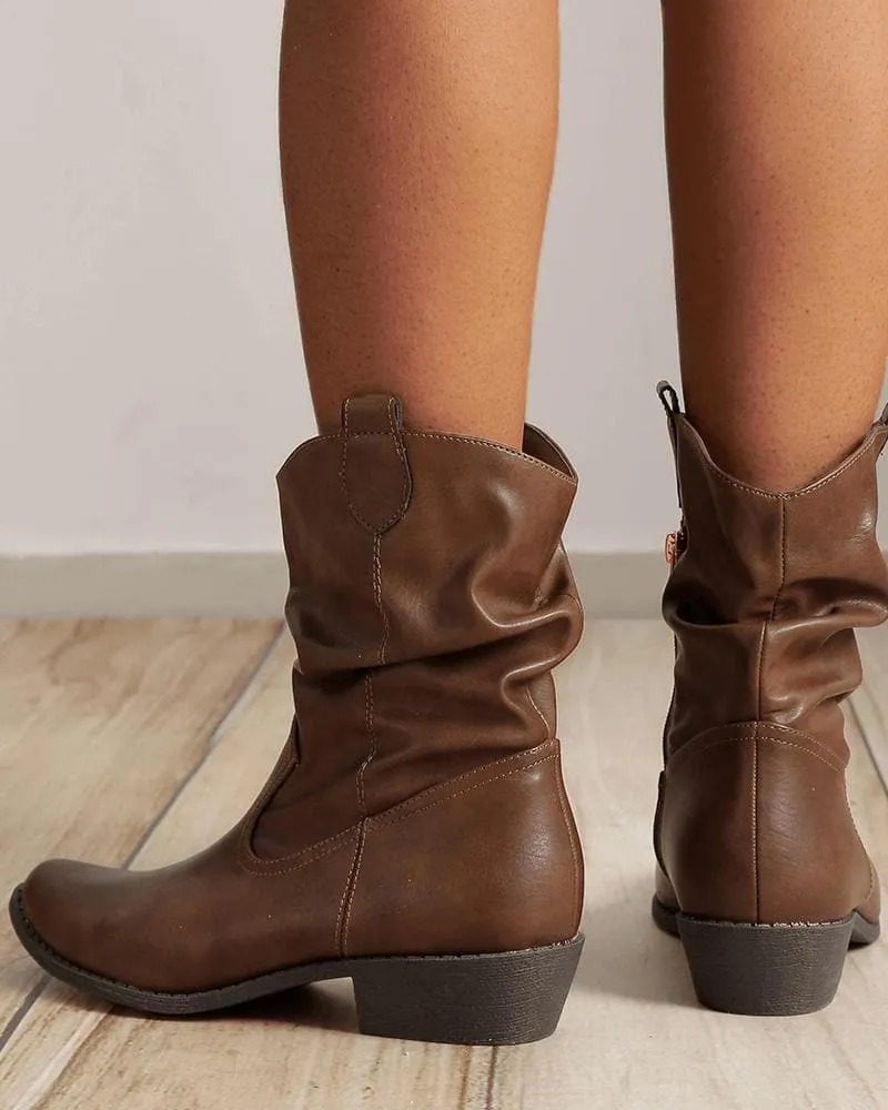 Daily Solid Color Zipper Ankle Boots
