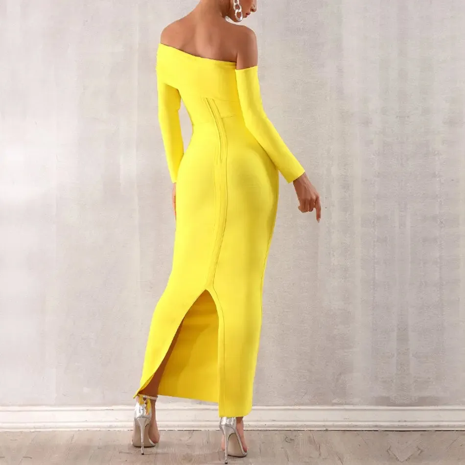 Elegant Slash Neck Evening Party Dress